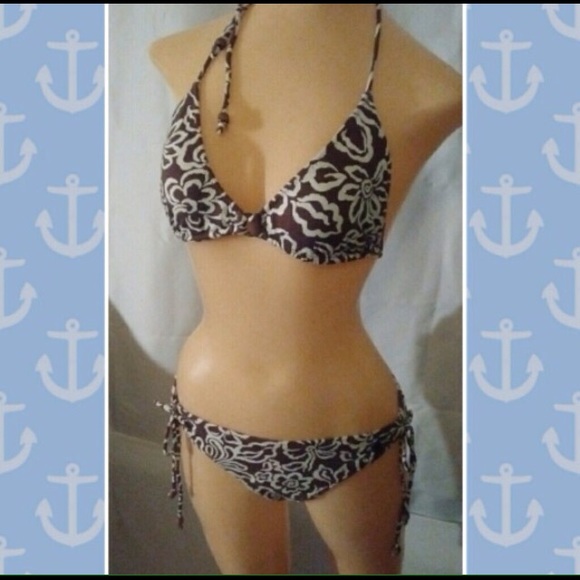 Brown and Tan American Eagle Bikini Size M