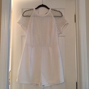 White Romper with sleeve cut outs