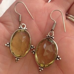 💯% citrine 925 Sterling silver earrings yellow🌟