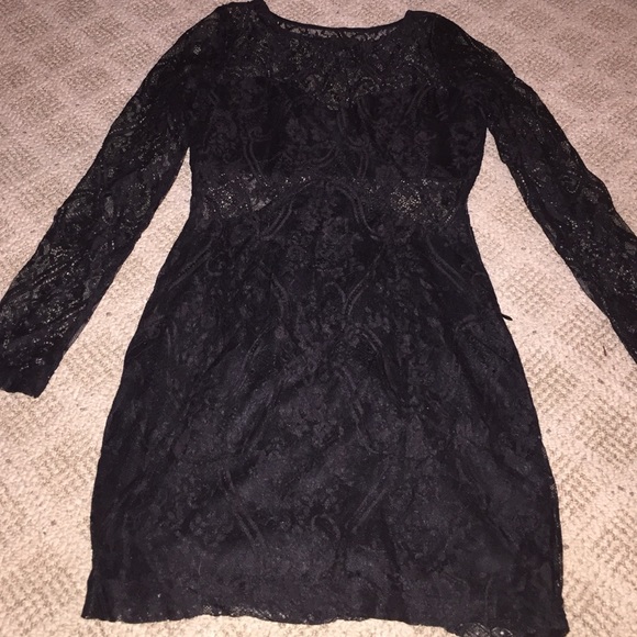 Black lace body con dress.