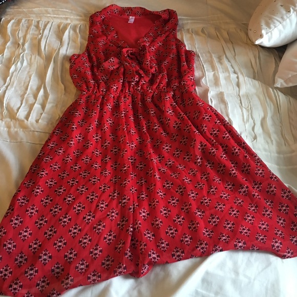 Red and black design dress