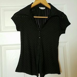 Sheer striped black shirt