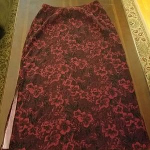 Red and black long skirt