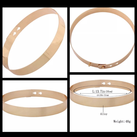 🔴3 for $12🔴•Athena•Sleek Celeb Style Gold Choker - Picture 4 of 4