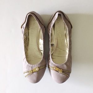 Faux Leather Zipper Flats