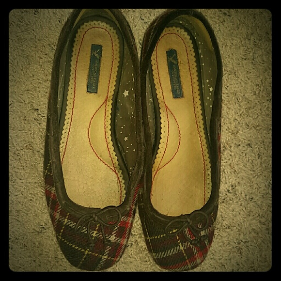 American Eagle Plaid Fabric Flats