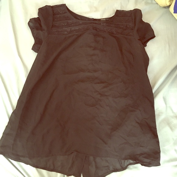 Black sheer peasant blouse