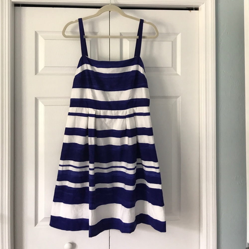 Loft Pleated Striped Dress - size 10