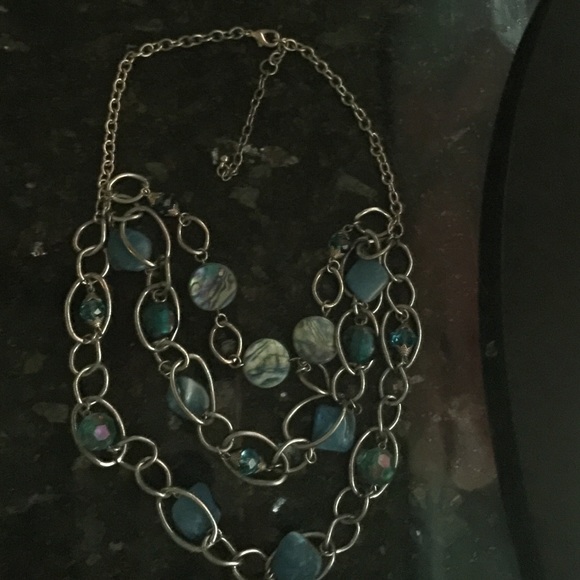 3 Tiered blue/silver necklace