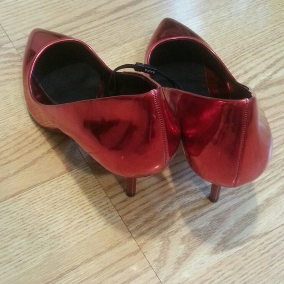 Zara red metalic heels - Picture 3 of 4