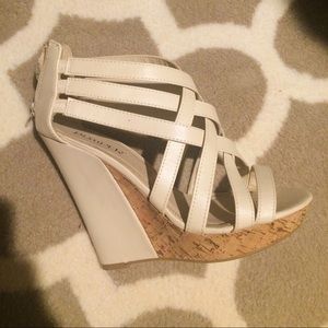 Size 9 cream wedges/ high heels