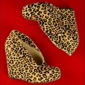 Matiko leopard print pony-hair wedge