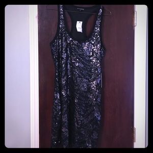 Express black sequin dress