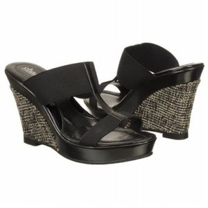 Charles David black wedge with elastic straps