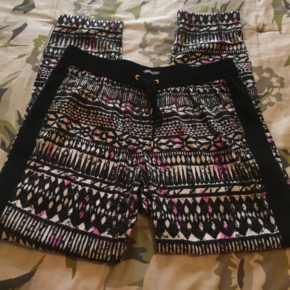 Express Patterned Drawstring Pants - image 1