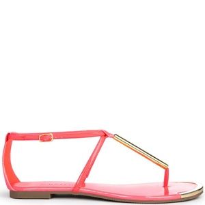 Justfab neon coral sandal with gold