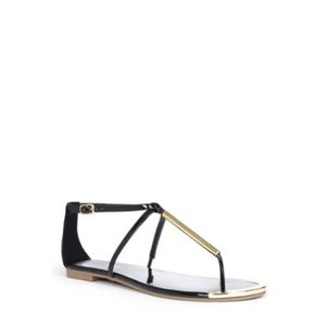 Justfab black sandal with gold