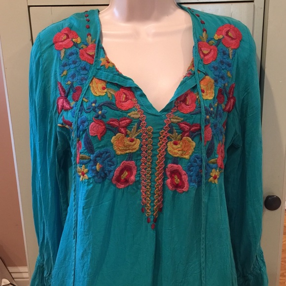 Johnny Was silk tunic EUC