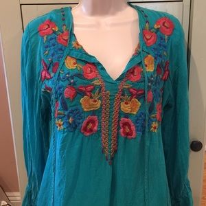 Johnny Was silk tunic EUC