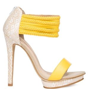 Justfab yellow and cream heel