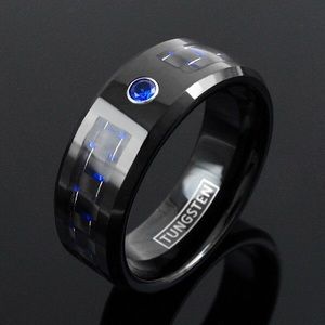 Black Tungsten Ring wi Carbon Fiber Inlay