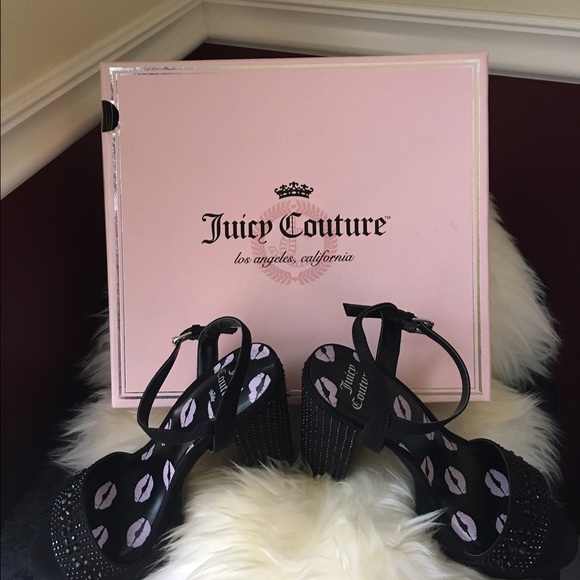 SALE Juicy Couture Sz 7 Black Platform Heels NIB - Picture 2 of 4