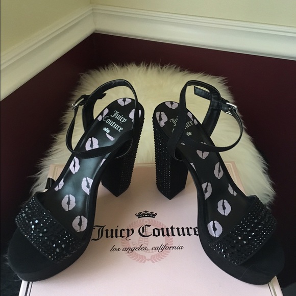 SALE Juicy Couture Sz 7 Black Platform Heels NIB - Picture 3 of 4