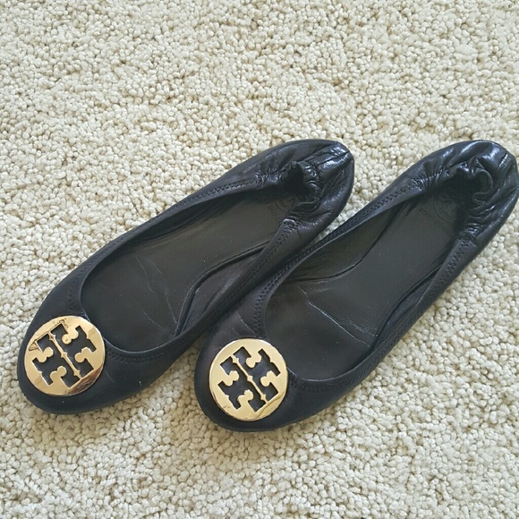 Tory Burch Gold and Black Flats 10.5