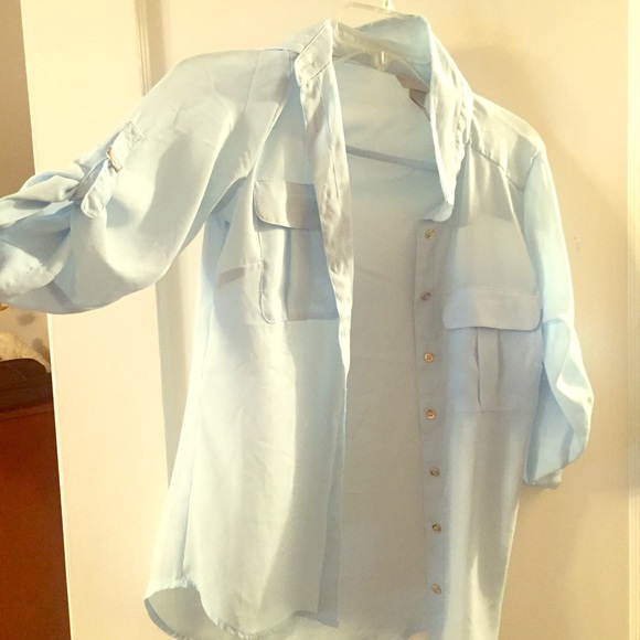 Light blue button down blouse