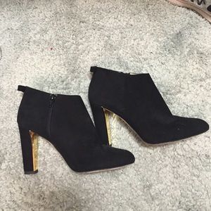 Black suede Kate Spade heeled booties