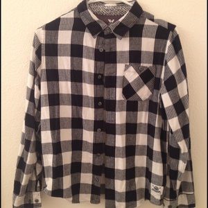 Black and white checkered button up