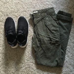 Olive Green Parachute Pants