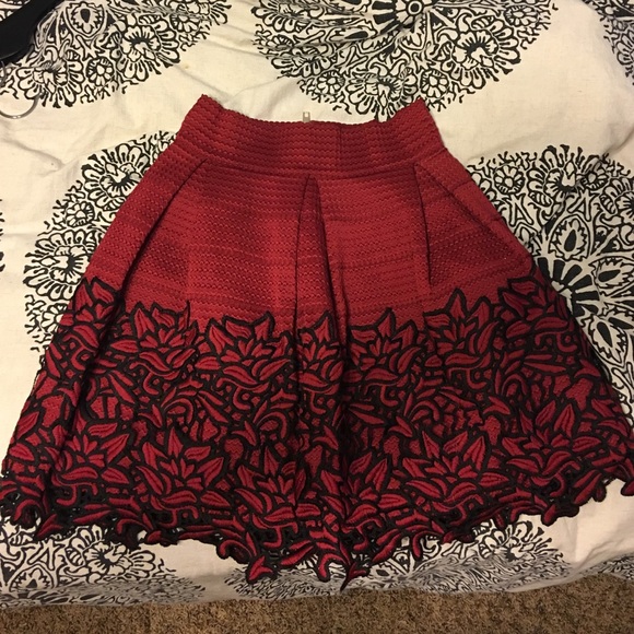 Red and black bodycon (material)high waisted skirt - Picture 1 of 4