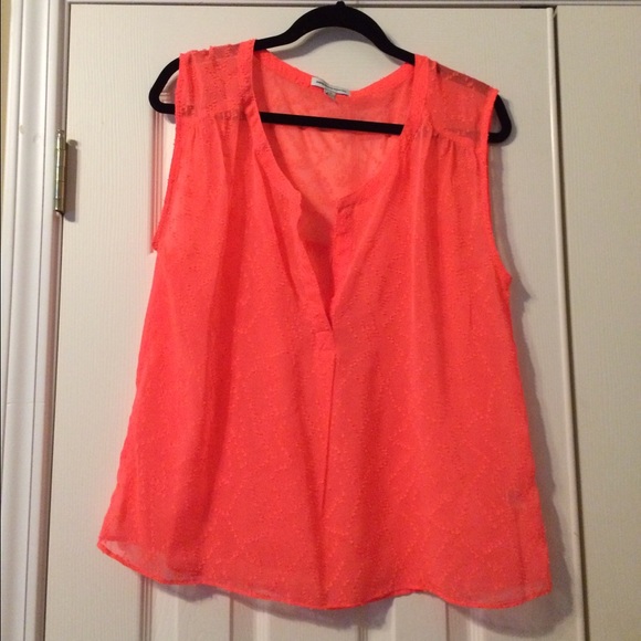 American Eagle sheer, bright coral tank size L