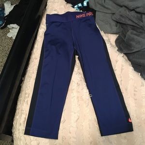 Navy blue, blue, & orange Nike pro capri  legging