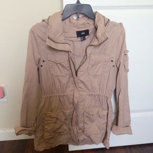 Military utility anorak beige khaki trench jacket