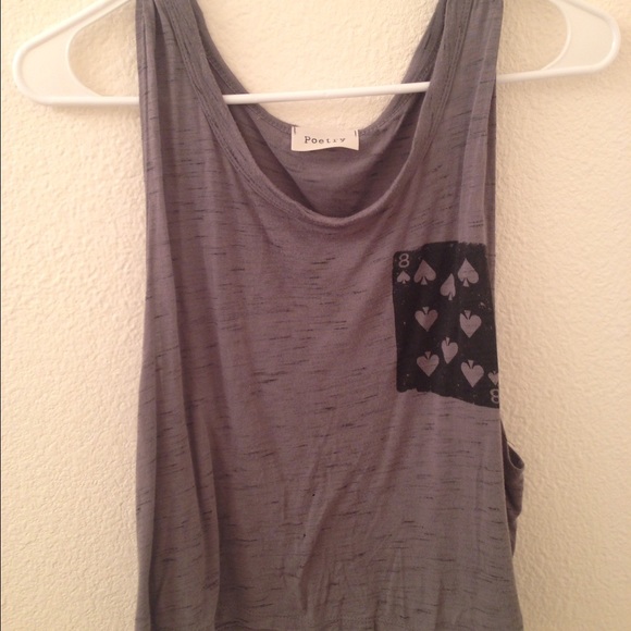 Grey playing card crop top (S)