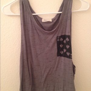 Grey playing card crop top (S)