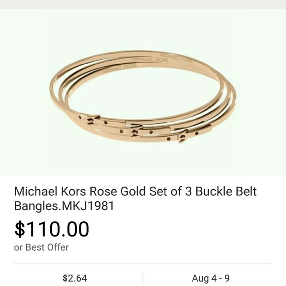 Michael Kors rose gold belt buckle bracelet .Set o