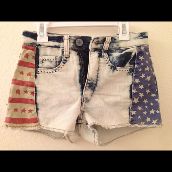 High waisted American flag shorts