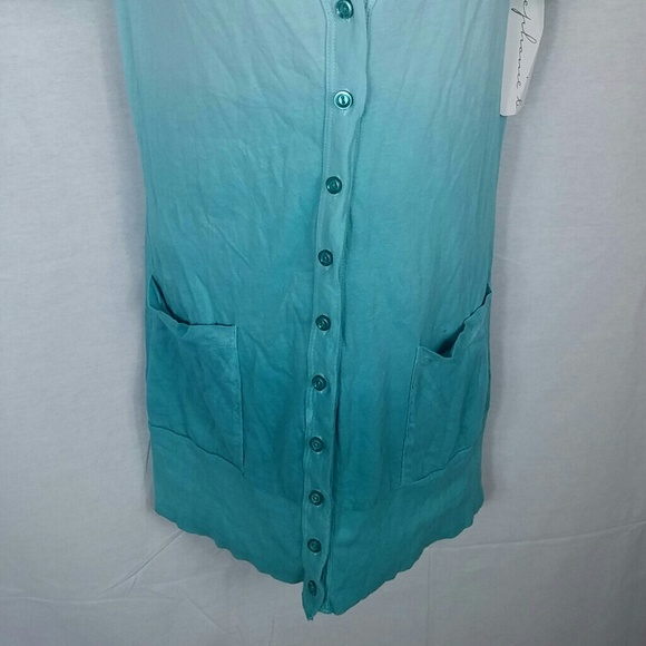 Cotton knit teal ombre knit cardigan top small - Picture 2 of 3