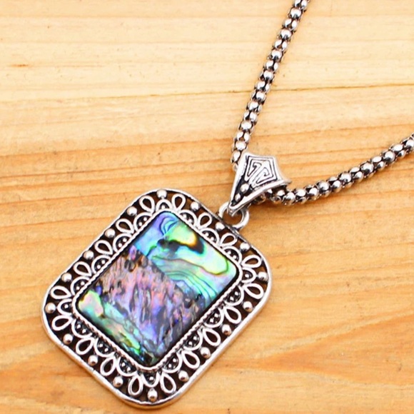 Shell Set Vintage Silver Necklace Bracelet Earring - Picture 2 of 5