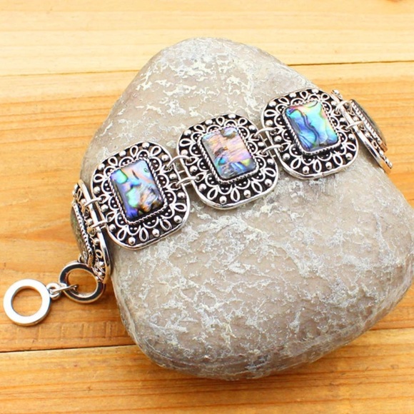 Shell Set Vintage Silver Necklace Bracelet Earring - Picture 3 of 5