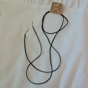 NEW black suede choker with gold earrings.