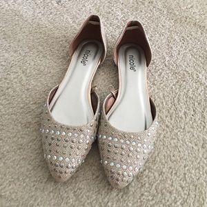 NWOT rhinestone stud glitter pointed flats