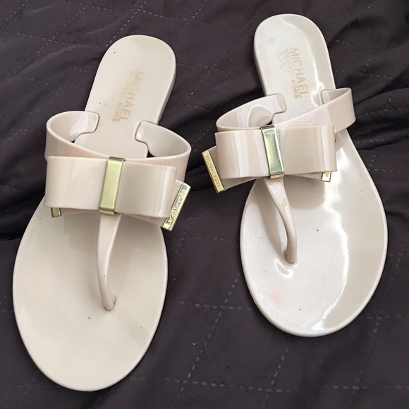 Michael kors kayden bow jelly sandals thong 5 nude