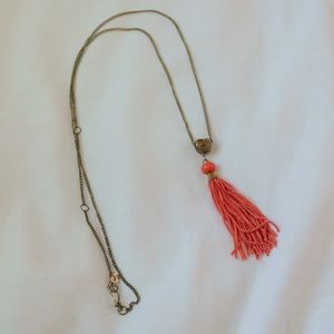 NEW coral tassel chain necklace.