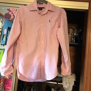 Long sleeve pink polo