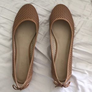 J. Crew Tan Leather Perforated Flats