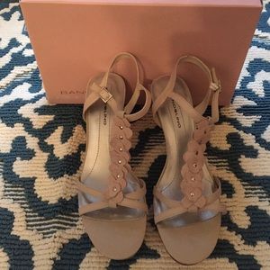 Nude Cork Strappy Wedges